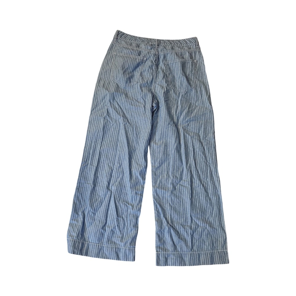 Habitual Womens Blue White Pinstripe Wide Leg Cotton Trousers Pants Size 8/29 - Picture 2 of 5